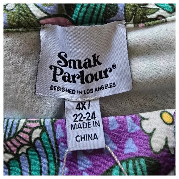 SMAK PARLOUR NWT Groovy Mushrooms Flare Pants Size 4X Stretch Bell Bottoms - Picture 7 of 10
